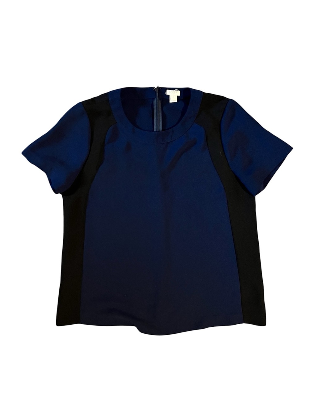 J. Crew Navy and Black Short Sleeve Crewneck Blouse